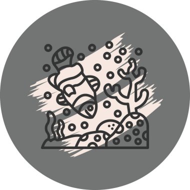 Beyaz arkaplanda küçük bir palyaço balığının çizgi tabanlı simgesi