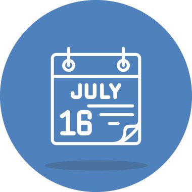 16 Temmuz takvim simgesi tasarımı, vektör illüstrasyonu            