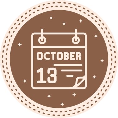 13 Ekim takvim simgesi, vektör illüstrasyonu                