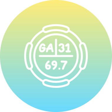 Galyum sembolü, periyodik tablonun kimyasal elementi, vektör simgesi