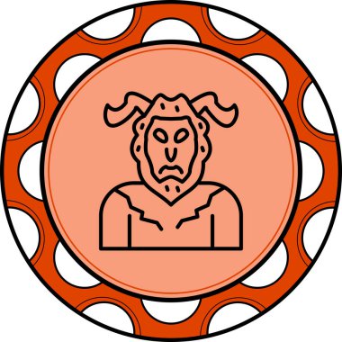 Çizgi simgesi, boynuzlu ve sakallı satir avatarı tasvir eder, efsanevi yaratığı ya da fantezi karakterini temsil eder..