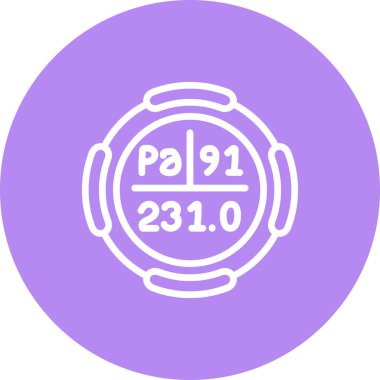 Protaktinyum sembolü, periyodik tablonun kimyasal elementi, vektör simgesi