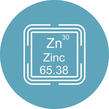 Çinko sembolü, periyodik tablonun kimyasal elementi, vektör simgesi