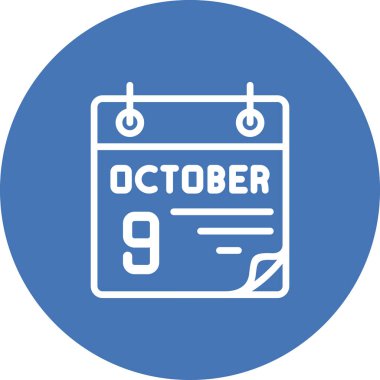 9 Ekim takvim simgesi, vektör illüstrasyonu           