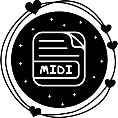 Kalp Çemberleri ile çevrili siyah-beyaz midi dosyası