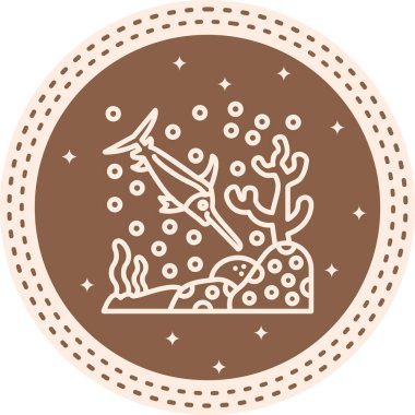 Kılıçbalığı Satırı Simgesi, Beyaz Arkaplanda Basit Görüntü 