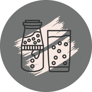 Baloncuklarla dolu şişe ve bardak.