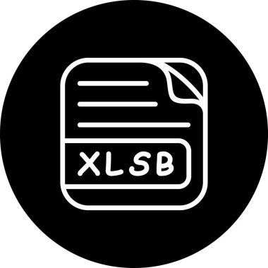 Xlsb Dosya simgesinin siyah ve beyaz çizimi