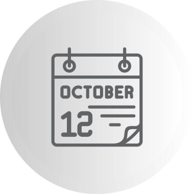 12 Ekim takvim simgesi, vektör illüstrasyonu                