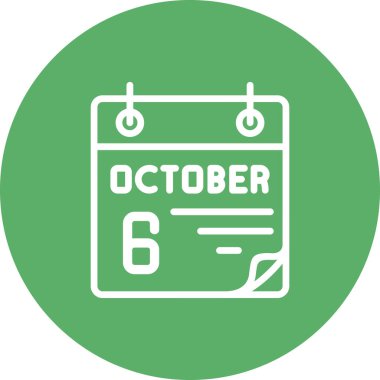 6 Ekim takvim simgesi, vektör illüstrasyonu           