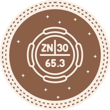 Çinko sembolü, periyodik tablonun kimyasal elementi, vektör simgesi