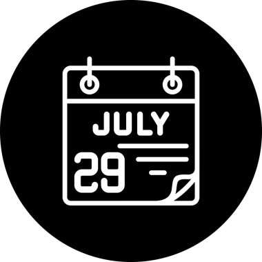 29 Temmuz takvim simgesi, vektör illüstrasyonu