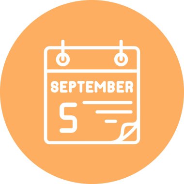 5 Eylül takvim simgesi, vektör illüstrasyonu