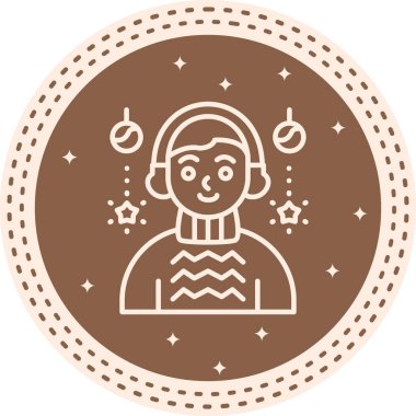 Kulaklıklı Çocuk Profesyonel Markalaşma Grafik Sembolü Dengeledi