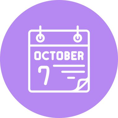 7 Ekim takvim simgesi, vektör illüstrasyonu           