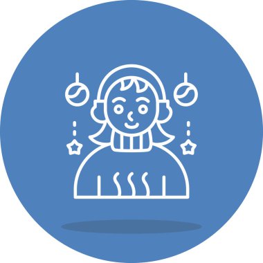 Kulaklıklı Kız Asgari Dijital Grafik Sembolü