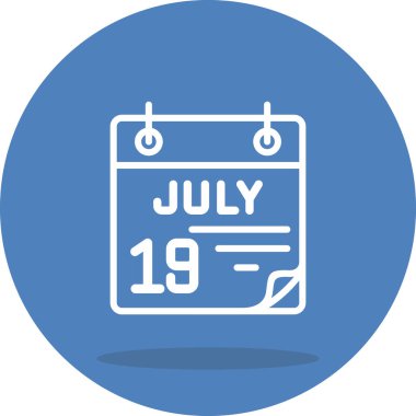 19 Temmuz takvim simgesi, vektör illüstrasyonu