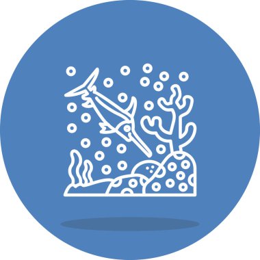 Kılıçbalığı Satırı Simgesi, Beyaz Arkaplanda Basit Görüntü 