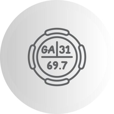 Galyum sembolü, periyodik tablonun kimyasal elementi, vektör simgesi