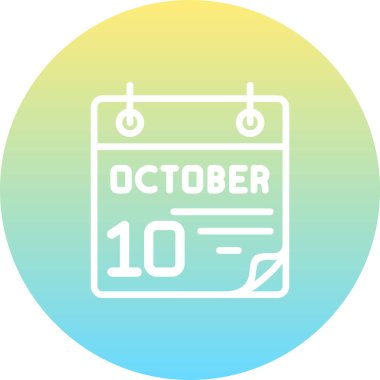 10 Ekim takvim simgesi, vektör illüstrasyonu                