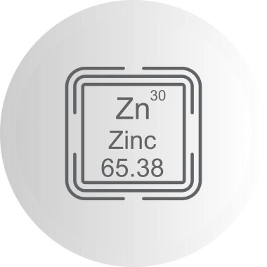 Çinko sembolü, periyodik tablonun kimyasal elementi, vektör simgesi