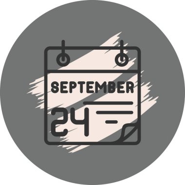 24 Eylül takvim simgesi, vektör illüstrasyonu          