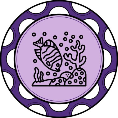 Beyaz arka planda izole edilmiş oval şekilli düz bir tropikal balığın çizgi tabanlı simgesi