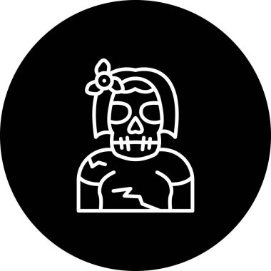 Kafatası kız karakteri çiçek bandı takıyor.