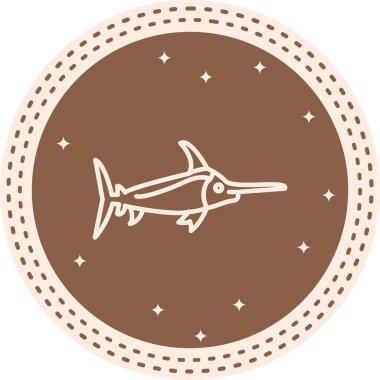 Kılıçbalığı Satırı Simgesi, Beyaz Arkaplanda Basit Görüntü 