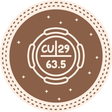 Bakır sembol, periyodik tablonun kimyasal elementi, vektör simgesi