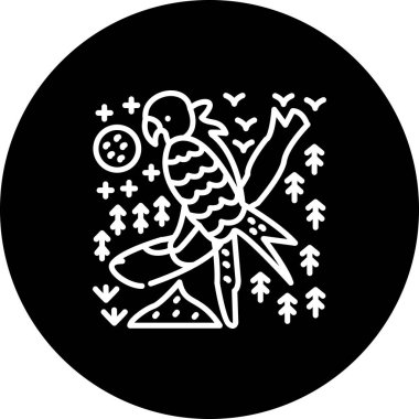 Sarı başlı papağan simgesi vektör çizimi