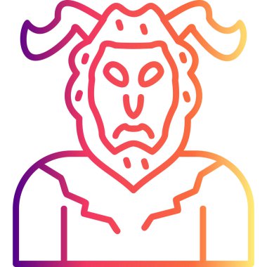 Çizgi simgesi, boynuzlu ve sakallı satir avatarı tasvir eder, efsanevi yaratığı ya da fantezi karakterini temsil eder..