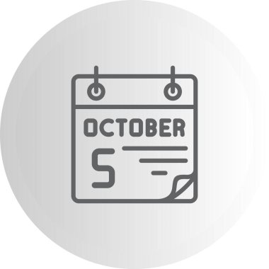 5 Ekim takvim simgesi, vektör illüstrasyonu           