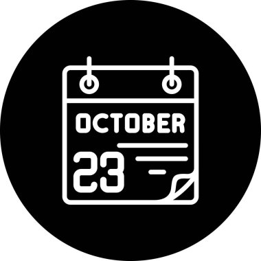23 Ekim takvim simgesi, vektör illüstrasyonu                