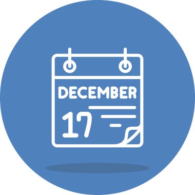 17 Aralık takvim simgesi, basit biçim vektör illüstrasyonu           