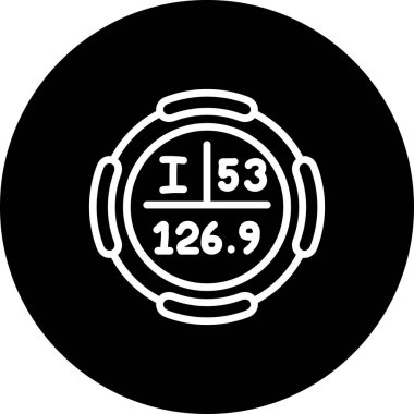 İyot sembolü, periyodik tablonun kimyasal elementi, vektör simgesi