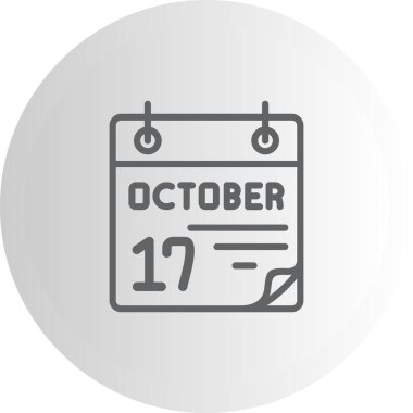 17 Ekim takvim simgesi, vektör illüstrasyonu                