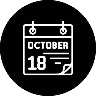 18 Ekim takvim simgesi, vektör illüstrasyonu                