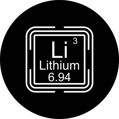 Lityum sembolü, periyodik tablonun kimyasal elementi, vektör simgesi