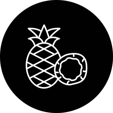 Taslak biçimli taze ananas simgesi, vektör basit tasarım