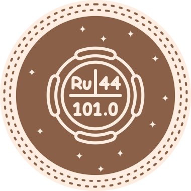 Rutenyum sembolü, periyodik tablonun kimyasal elementi, vektör simgesi