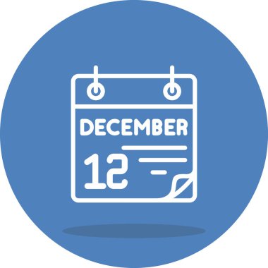 12 Aralık takvim simgesi, basit biçim vektör illüstrasyonu           