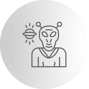 Gezegen çiziminin yanında duran uzaylı karakter