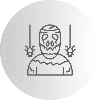 Örümceklerle sallanan kafatası maskeli şahıs.