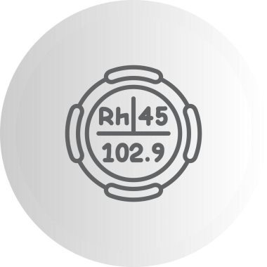 Rodyum sembolü, periyodik tablonun kimyasal elementi, vektör simgesi