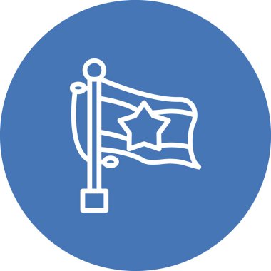 Myanmar bayrağını bayrak direğinde dairesel bir arkaplana sallamak