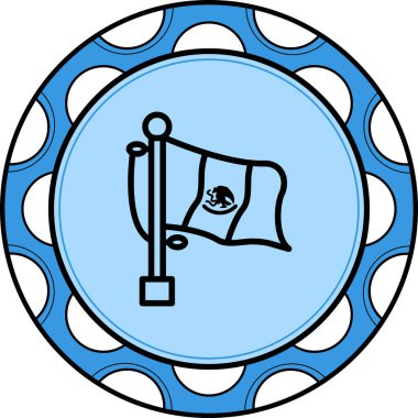 Beyaz düğme ya da küre eğimli arkaplanda merkezi amblemi olan bir bayrak direğinde bayraktır.