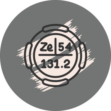 Ksenon sembolü, periyodik tablonun kimyasal elementi, vektör simgesi