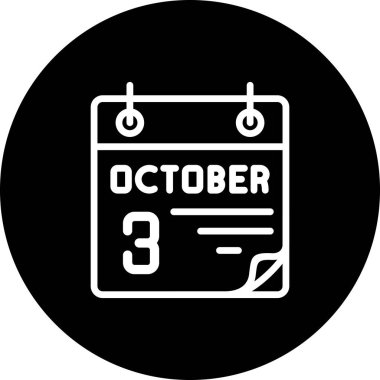 3 Ekim takvim simgesi, vektör illüstrasyonu           