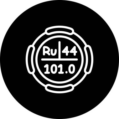 Rutenyum sembolü, periyodik tablonun kimyasal elementi, vektör simgesi